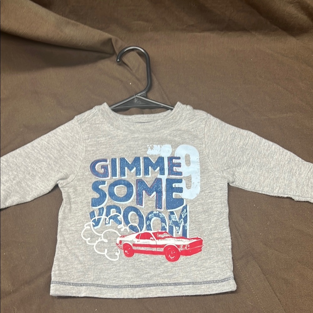 Gray Long Sleeve Shirt with Car Graphic